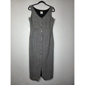 Esprit Tweed Wool Button Down Sleeveless Pinafore Dress Size Large